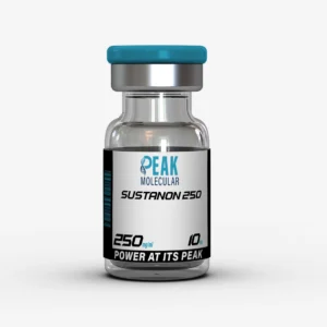 picture of a 10ml vial of Sustanon 250mg per ml testosterone blend by Peak Molecular