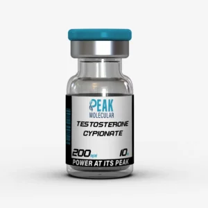 Picture of a 10ml vial of Testosterone Cypionate 200mg/ml by Peak Molecular